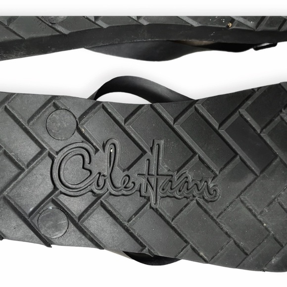 Cole Haan Brown/Tan/Black Patterned Flip Flops w/Signature Bow, sz 8 - Picture 10 of 10